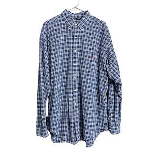 Ralph‎ Lauren Blue White Plaid Men's Shirt Size XL